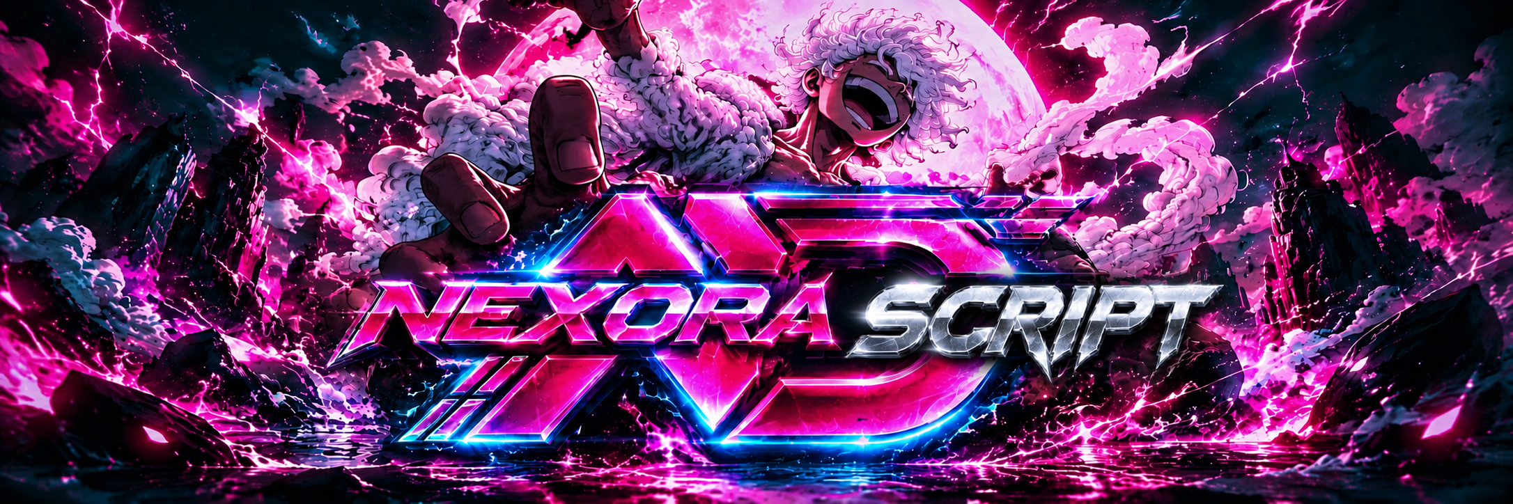 Bannière NEXORA SCRIPT rose et bleue